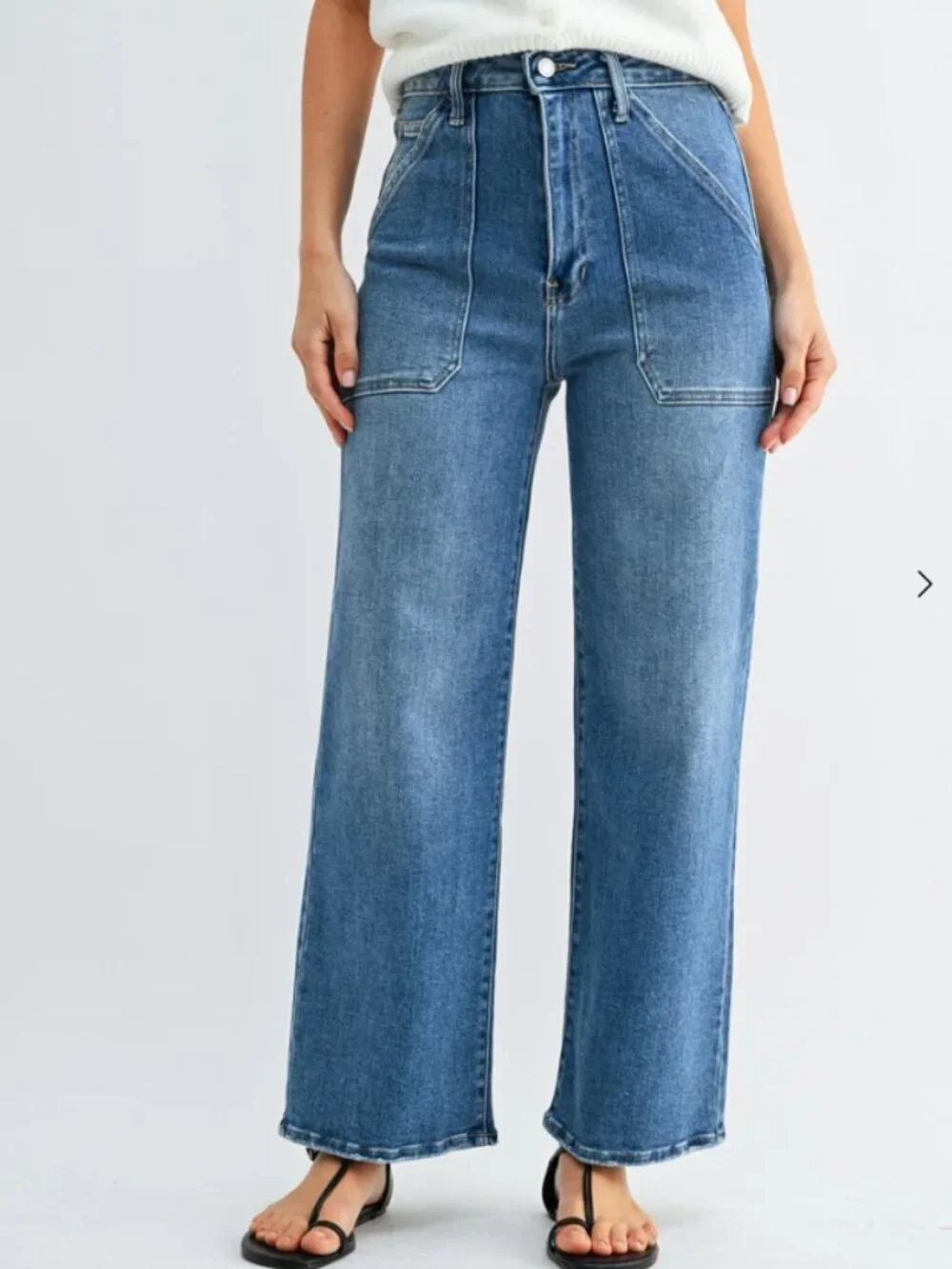 Like New! JUST DENIM The Patch Pocket Wide Leg Medium Blue Size 25